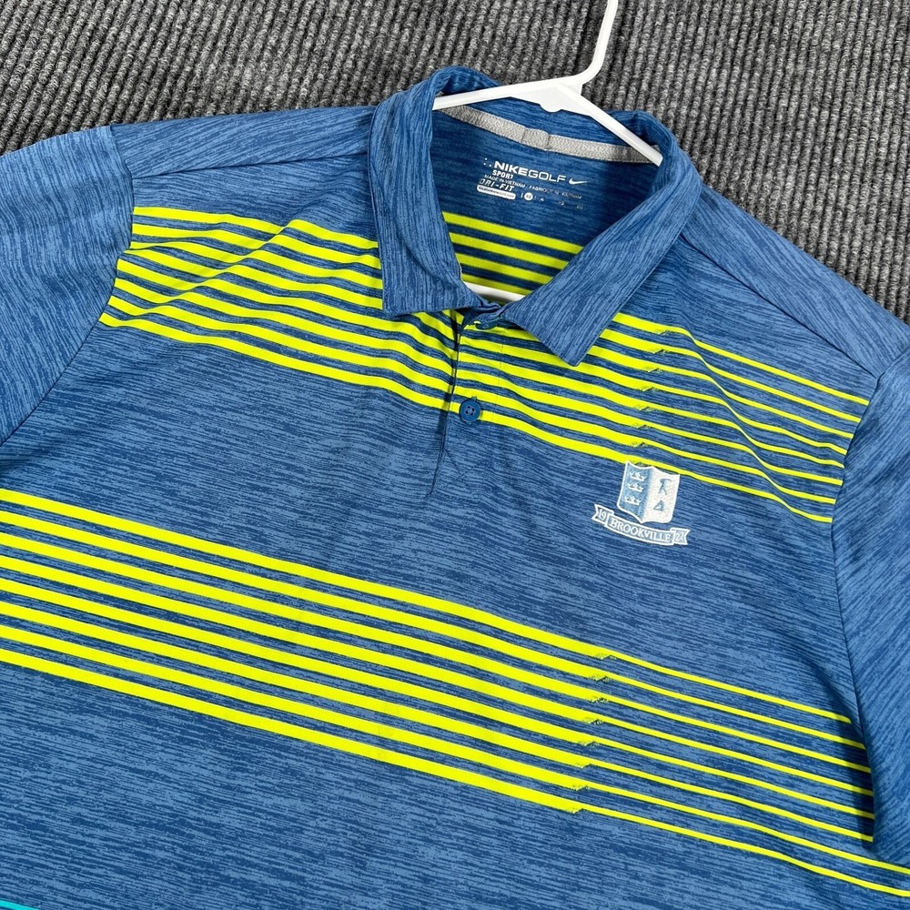 Nike Golf Polo Shirt Mens XL Extra Large Blue Striped Short Sleeve Sport Casual